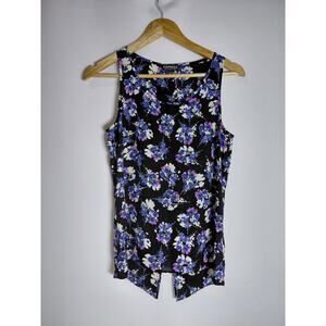 EXPRESS SPLIT BACK TANK Floral Woven Sleeveless Women Size S